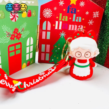 Santa Clause Christmas Holiday Carol Mrs. Key Chain Cabochons Decoden Charm 2 Pcs
