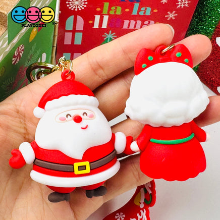 Santa Clause Christmas Holiday Carol Mrs. Key Chain Cabochons Decoden Charm 2 Pcs