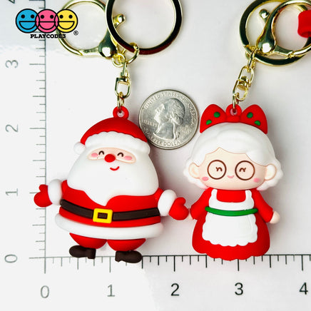 Santa Clause Christmas Holiday Carol Mrs. Key Chain Cabochons Decoden Charm 2 Pcs