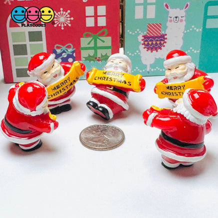 Santa Holding Merry Christmas Holiday Christmas Sign Cabochon Charm 1 pcs Charm