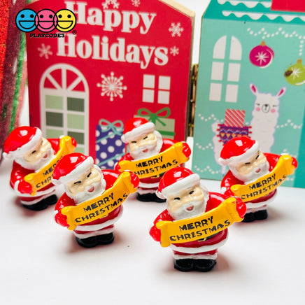 Santa Holding Merry Christmas Holiday Christmas Sign Cabochon Charm 1 pcs Charm