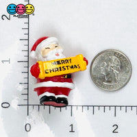 Santa Holding Merry Christmas Holiday Christmas Sign Cabochon Charm 1 pcs Charm