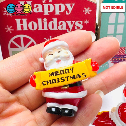 Santa Holding Merry Christmas Holiday Christmas Sign Cabochon Charm 1 pcs Charm
