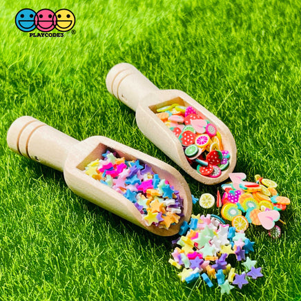Scoop Wooden Mini Spoon Beveled Natural Wood Candy Scooper Woodcraft 10Pcs