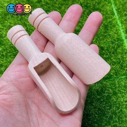 Scoop Wooden Mini Spoon Beveled Natural Wood Candy Scooper Woodcraft 10Pcs
