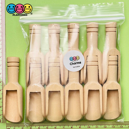 Scoop Wooden Mini Spoon Beveled Natural Wood Candy Scooper Woodcraft 10Pcs