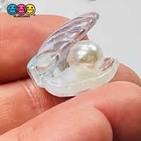 Sea Shell With Pearl Inside Charm Shells Plastic Resin Pearls Cabochons 10 Pcs