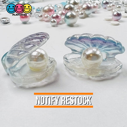 Sea Shell With Pearl Inside Charm Shells Plastic Resin Pearls Cabochons 10 Pcs