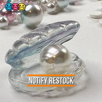 Sea Shell With Pearl Inside Charm Shells Plastic Resin Pearls Cabochons 10 Pcs
