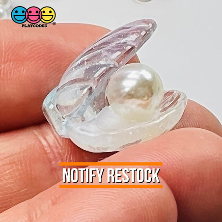 Sea Shell With Pearl Inside Charm Shells Plastic Resin Pearls Cabochons 10 Pcs