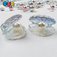 Sea Shell With Pearl Inside Charm Shells Plastic Resin Pearls Cabochons 10 Pcs