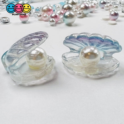 Sea Shell With Pearl Inside Charm Shells Plastic Resin Pearls Cabochons 10 Pcs
