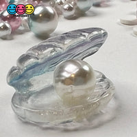 Sea Shell With Pearl Inside Charm Shells Plastic Resin Pearls Cabochons 10 Pcs
