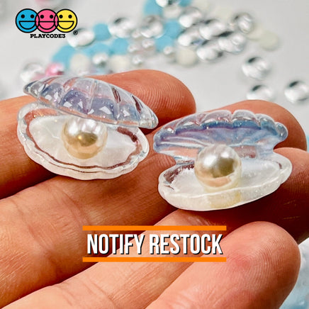 Sea Shell With Pearl Inside Charm Shells Plastic Resin Pearls Cabochons 10 Pcs