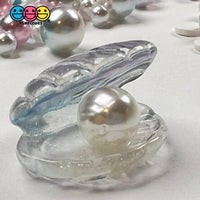 Sea Shell With Pearl Inside Charm Shells Plastic Resin Pearls Cabochons 10 Pcs