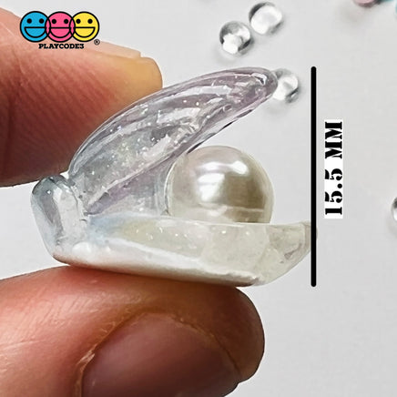 Sea Shell With Pearl Inside Charm Shells Plastic Resin Pearls Cabochons 10 Pcs