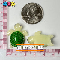 Sea Turtle With Green Heart Design Shell Tortoise Charm Decoden Cabochons 10 Pcs