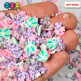 Seashell Treasures Mix Fimo Rhinestone Fake Polymer Clay Sprinkles Green Sea Shells Jimmies Funfetti