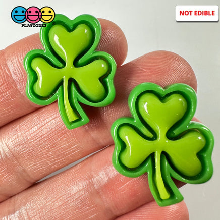 Shamrock 3 Leaf Clover Flat Back Charms Cabochons Saint Patricks Day Decoden 10 Pcs Playcode3 Llc