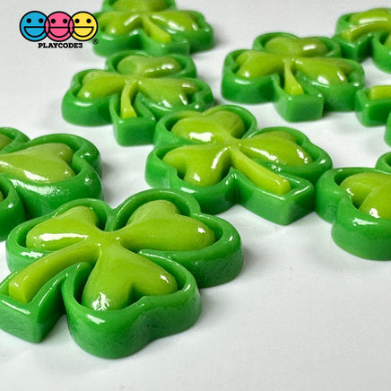 Shamrock 3 Leaf Clover Flat Back Charms Cabochons Saint Patricks Day Decoden 10 Pcs Playcode3 Llc