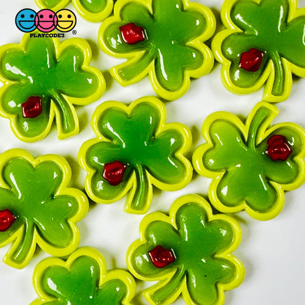 Shamrock Kiss Me Im Irish Clover Flat Back Charms Red Lips Cabochons Saint Patricks Day Decoden 10