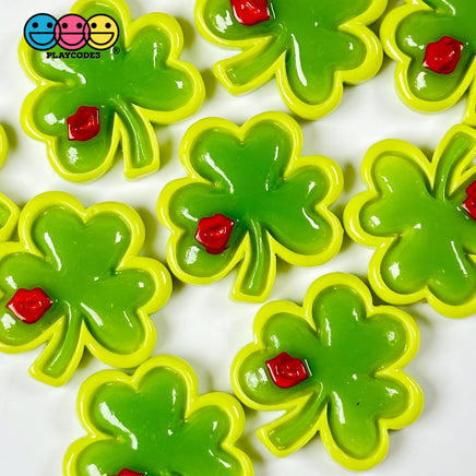 Shamrock Kiss Me Im Irish Clover Flat Back Charms Red Lips Cabochons Saint Patricks Day Decoden 10