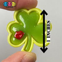 Shamrock Kiss Me Im Irish Clover Flat Back Charms Red Lips Cabochons Saint Patricks Day Decoden 10