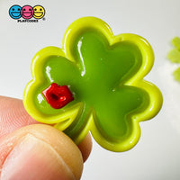 Shamrock Kiss Me Im Irish Clover Flat Back Charms Red Lips Cabochons Saint Patricks Day Decoden 10