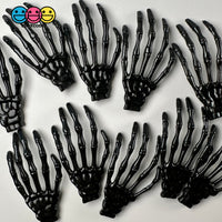Skeleton Hands Black & White Boney Plastic Party Favors Charm Halloween Cabochons 10 Pcs Playcode3