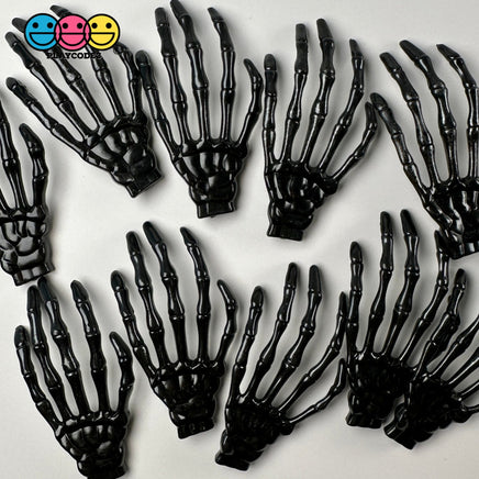 Skeleton Hands Black & White Boney Plastic Party Favors Charm Halloween Cabochons 10 Pcs Playcode3