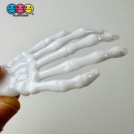Skeleton Hands Black & White Boney Plastic Party Favors Charm Halloween Cabochons 10 Pcs Playcode3