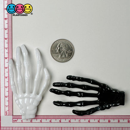 Skeleton Hands Black & White Boney Plastic Party Favors Charm Halloween Cabochons 10 Pcs Playcode3