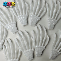 Skeleton Hands Black & White Boney Plastic Party Favors Charm Halloween Cabochons 10 Pcs Playcode3