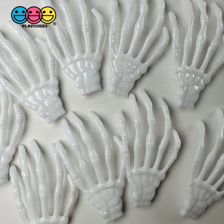 Skeleton Hands Black & White Boney Plastic Party Favors Charm Halloween Cabochons 10 Pcs Playcode3