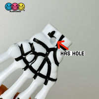 Skeleton Hands White & Glow-In-The-Dark Boney Plastic Party Favors With Holes Charm Halloween