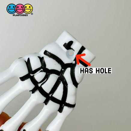 Skeleton Hands White & Glow-In-The-Dark Boney Plastic Party Favors With Holes Charm Halloween