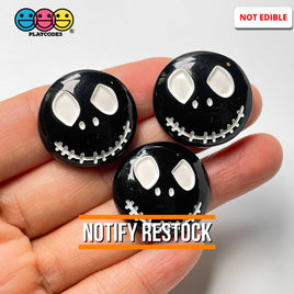 Skull Face Black Stitched Mouth Charm Halloween Cabochons 10 Pcs