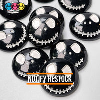 Skull Face Black Stitched Mouth Charm Halloween Cabochons 10 Pcs