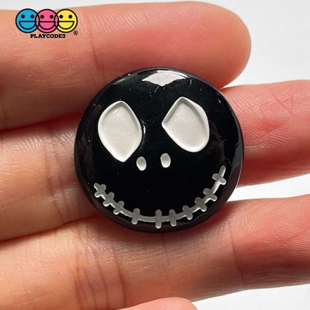 Skull Face Black Stitched Mouth Charm Halloween Cabochons 10 Pcs
