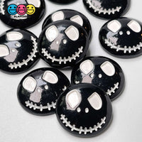 Skull Face Black Stitched Mouth Charm Halloween Cabochons 10 Pcs