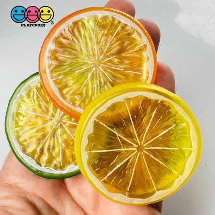 Slice Citrus Fruit Charms Faux Fruits Slices Lemon Orange Lime Plastic Not Bendable Translucent