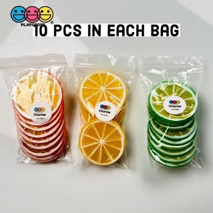 Slice Fruit Charms Faux Fruits Slices Orange Lemon Lime Decoden Fake Food 10Pcs