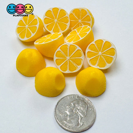 Sliced Whole Lemon Charms Fake Food Miniatures Cabochons Decoden Charm 10 pcs Charm