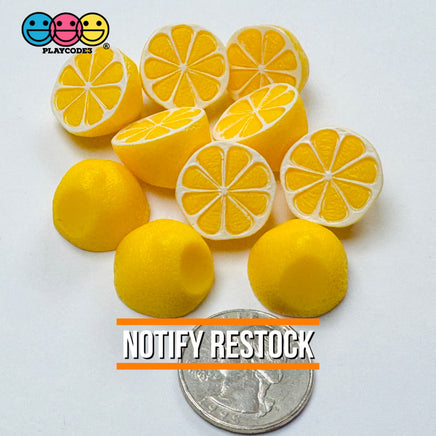 Sliced Whole Lemon Charms Fake Food Miniatures Cabochons Decoden Charm 10 pcs Charm