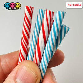 Small Peppermint Candy Mini Sticks 4Th Of July Fake Cabochons Decoden Charm 10 Pcs