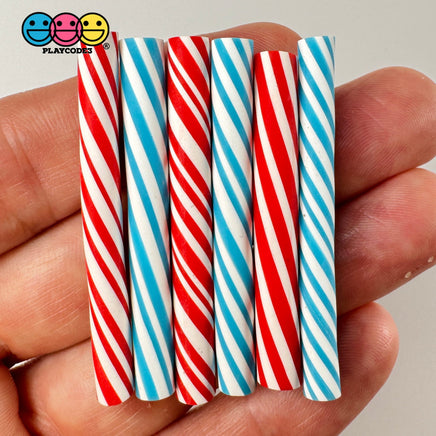 Small Peppermint Candy Mini Sticks 4Th Of July Fake Cabochons Decoden Charm 10 Pcs