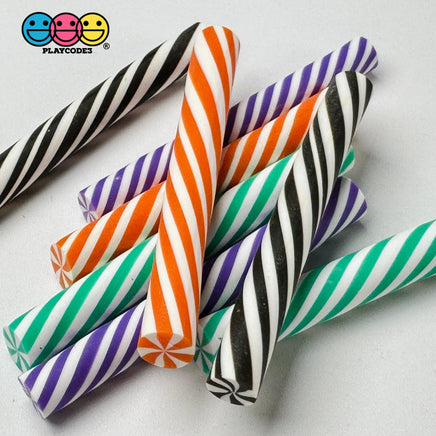 Small Peppermint Candy Sticks Halloween Orange Black Green Purple Fake Cabochons Decoden Charm 12