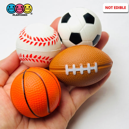 3D Small Stress Relief Ball Squish Foam Light Weight Sports Basketball Soccer Baseball Football Charm 4 pcs PLAYCODE3