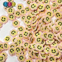 Smiling Flower Happy Face Fimo Slices Pink Yellow Fake Clay Sprinkles Decoden Jimmies Sprinkle