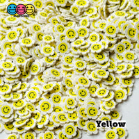 Smiling Flower Happy Face Smile Yellow Pink Fimo Slices Fake Clay Sprinkles Decoden Jimmies Sprinkle